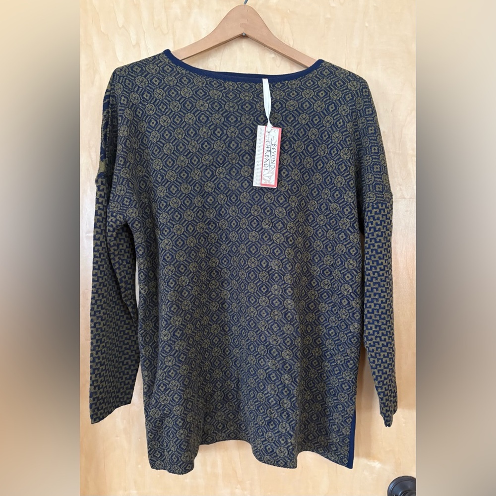 Blue and Green Patterned Sweater